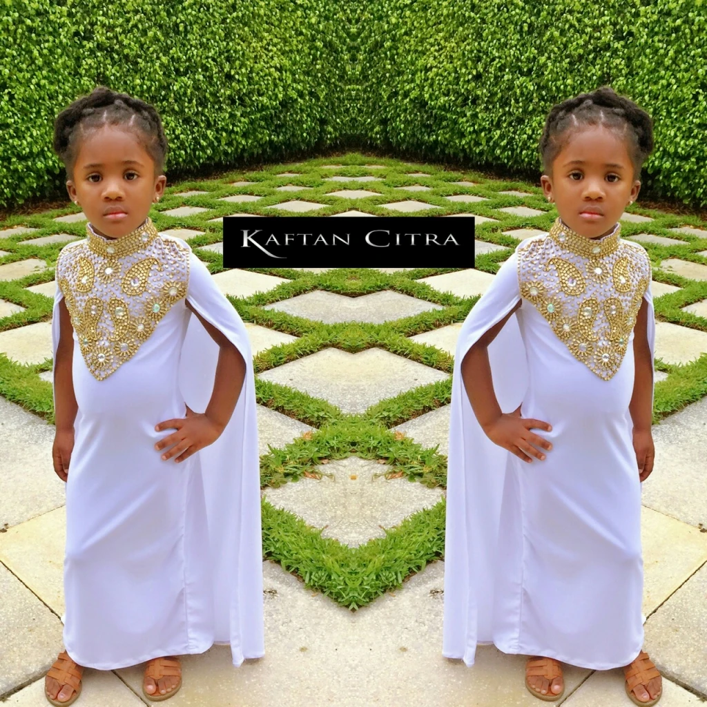 Cassey Cape Kids Kaftan ( White colour )
