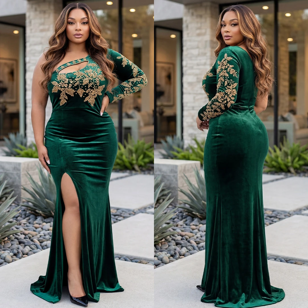 Rosery Velvet Dress (Dark Green)